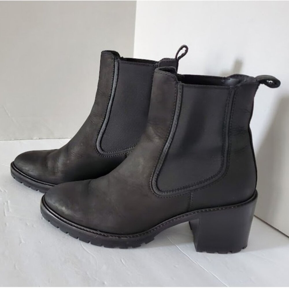 Thursday Knockout Black Matte Leather Boots Chelsea Rubber Lug Sole Moto Size 9 - Picture 2 of 12